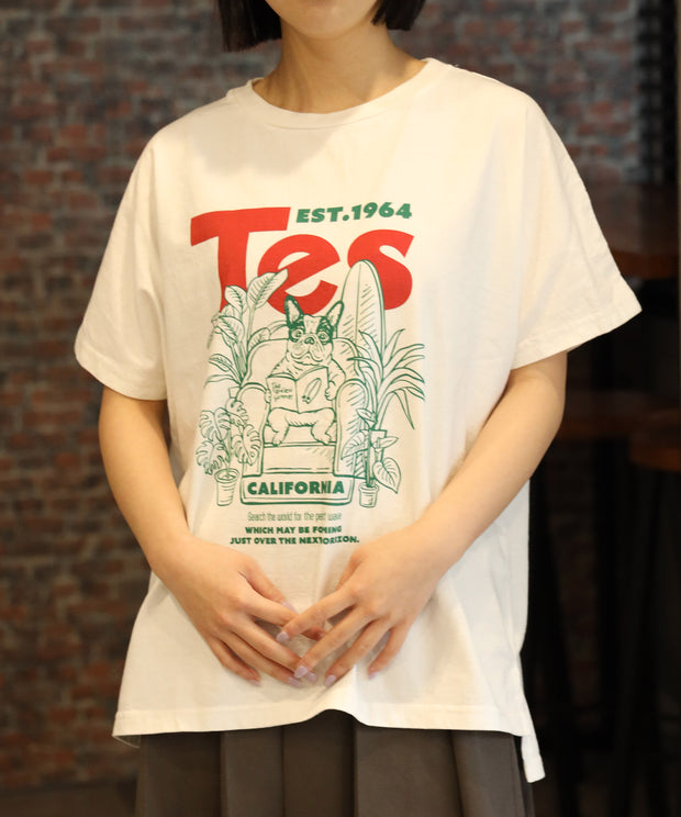 DOLMAN SLEEVE 2COLOR LOGO-TEE/レディース ドルマン Tシャツ – TES