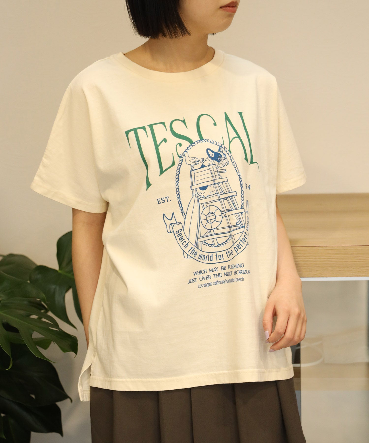 DOLMAN SLEEVE 2COLOR LOGO-TEE/レディース ドルマン Tシャツ – TES
