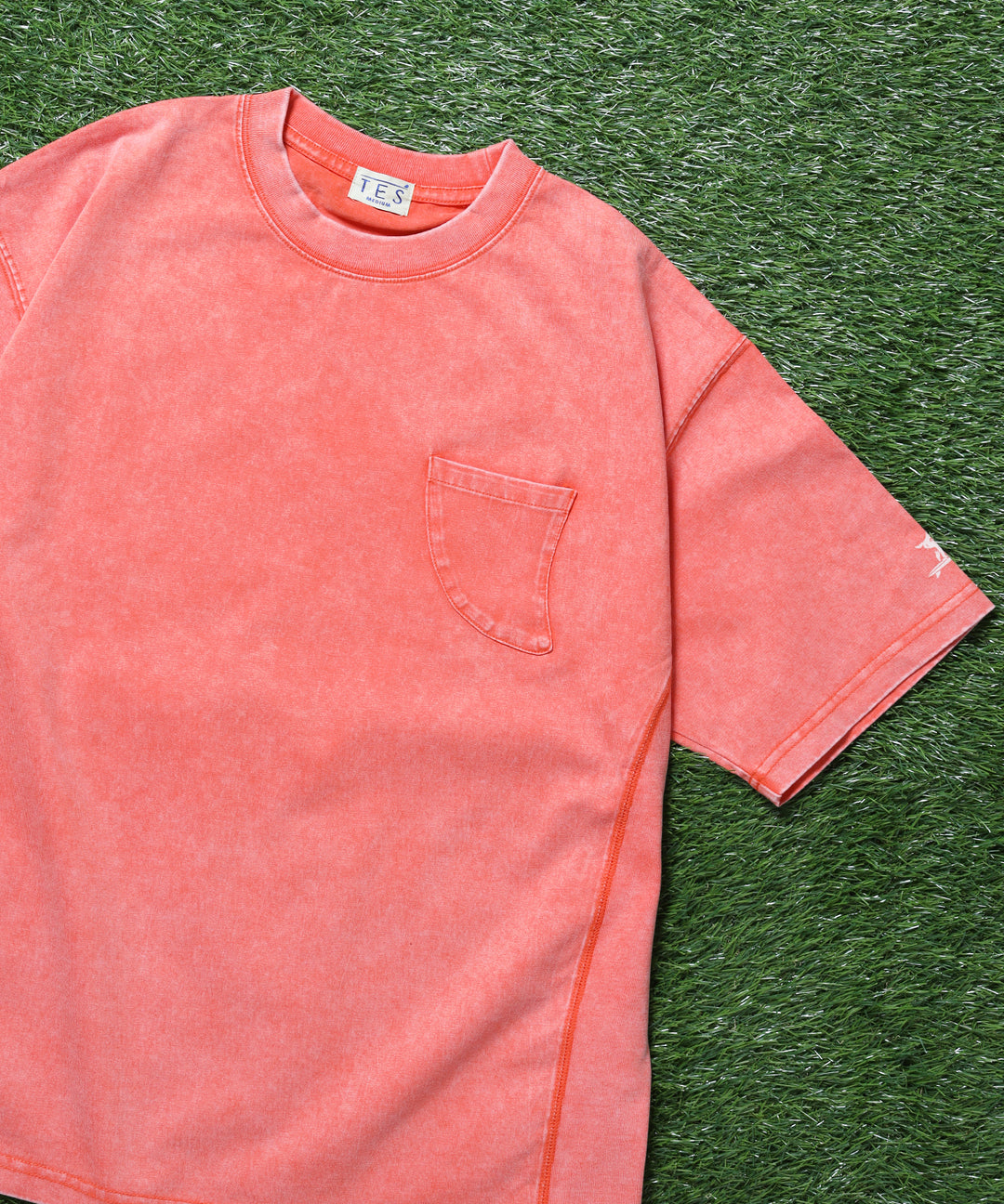 TES CHEMICAL WASH FIN POCKET T-SHIRT / ビッグシルエットTシャツ