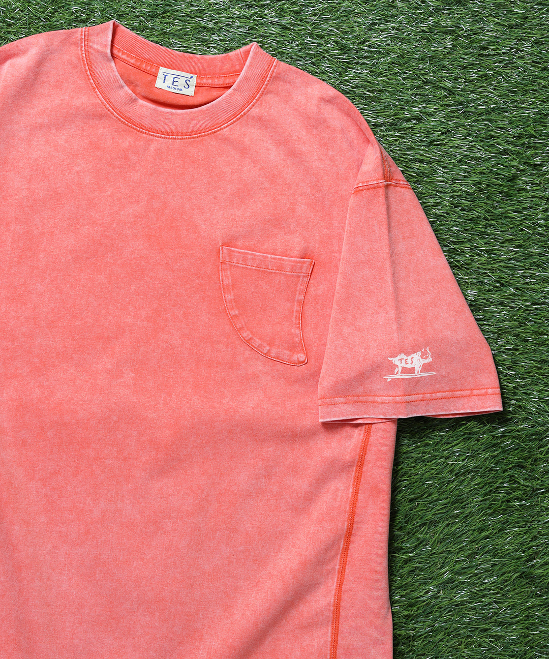 TES CHEMICAL WASH FIN POCKET T-SHIRT / ビッグシルエットTシャツ