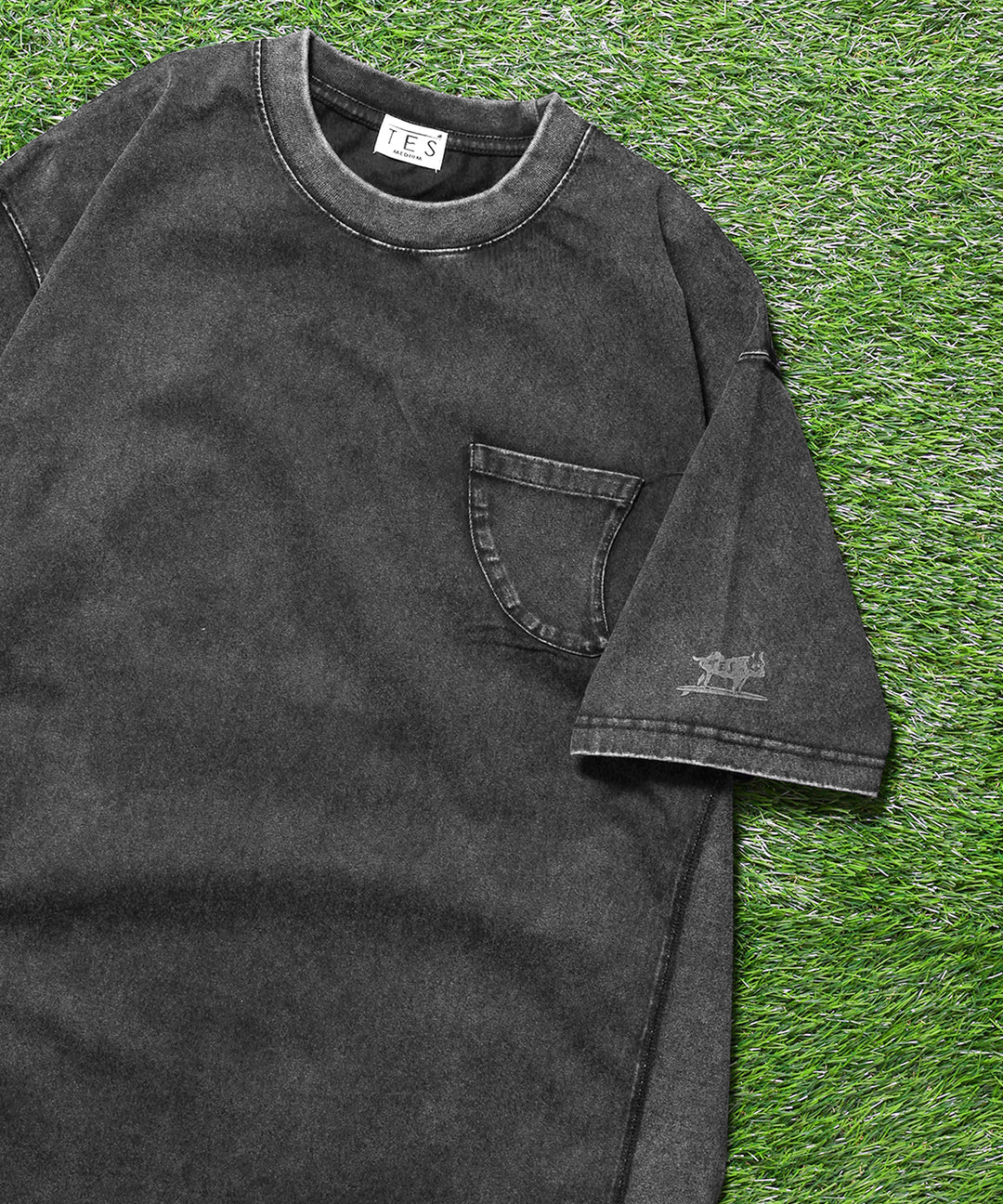 TES CHEMICAL WASH FIN POCKET T-SHIRT / ビッグシルエットTシャツ