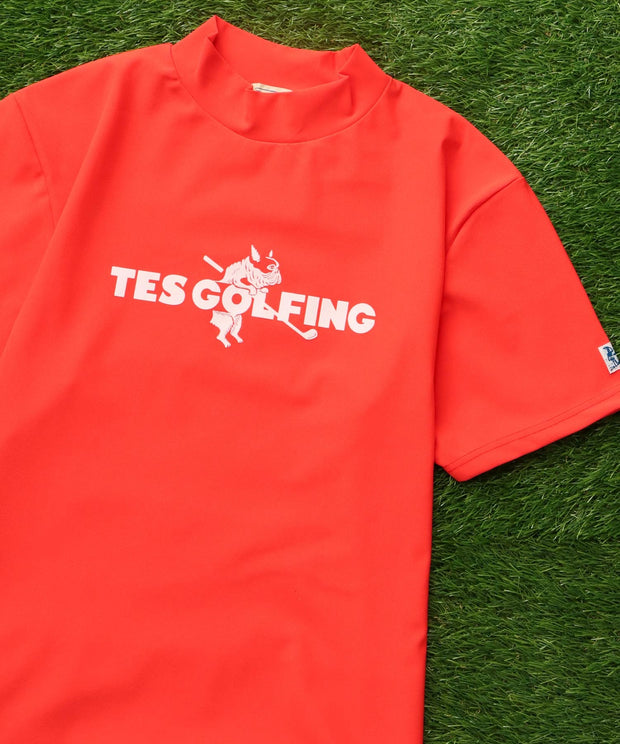 《6月下旬お届け予定》TES GOLF 4WAY STRETCH MOCK NECK GOLFING LOGO / ハイネックTシャツ