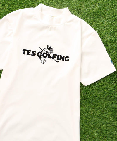 《6月下旬お届け予定》TES GOLF 4WAY STRETCH MOCK NECK GOLFING LOGO / ハイネックTシャツ
