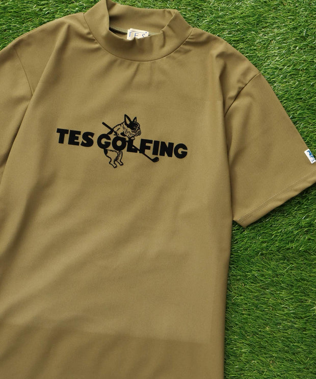 《6月下旬お届け予定》TES GOLF 4WAY STRETCH MOCK NECK GOLFING LOGO / ハイネックTシャツ