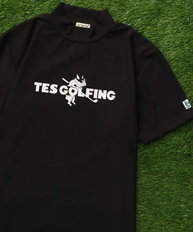 《6月下旬お届け予定》TES GOLF 4WAY STRETCH MOCK NECK GOLFING LOGO / ハイネックTシャツ