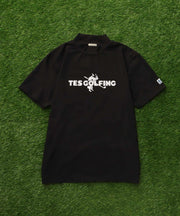 《6月下旬お届け予定》TES GOLF 4WAY STRETCH MOCK NECK GOLFING LOGO / ハイネックTシャツ