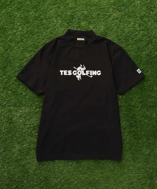 《6月下旬お届け予定》TES GOLF 4WAY STRETCH MOCK NECK GOLFING LOGO / ハイネックTシャツ