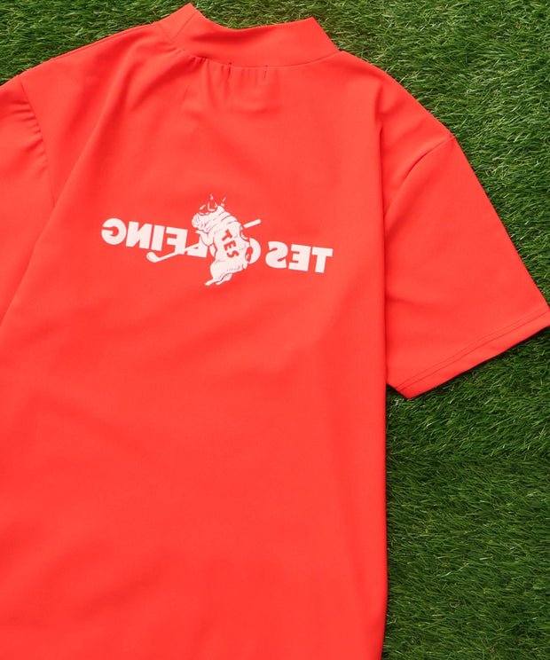 《6月下旬お届け予定》TES GOLF 4WAY STRETCH MOCK NECK GOLFING LOGO / ハイネックTシャツ