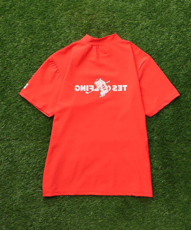 《6月下旬お届け予定》TES GOLF 4WAY STRETCH MOCK NECK GOLFING LOGO / ハイネックTシャツ