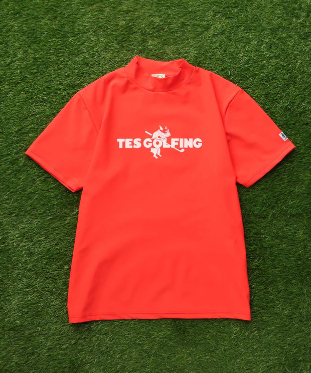《6月下旬お届け予定》TES GOLF 4WAY STRETCH MOCK NECK GOLFING LOGO / ハイネックTシャツ