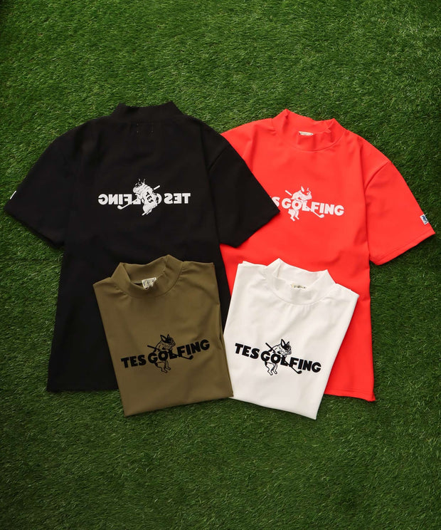 《6月下旬お届け予定》TES GOLF 4WAY STRETCH MOCK NECK GOLFING LOGO / ハイネックTシャツ