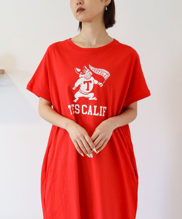 《6月下旬お届け予定》TES ORGANIC COTTON FLOCK COLLAGE BUHI ONE PIECE / ワンピース