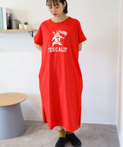 《6月下旬お届け予定》TES ORGANIC COTTON FLOCK COLLAGE BUHI ONE PIECE / ワンピース
