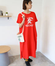 《6月下旬お届け予定》TES ORGANIC COTTON FLOCK COLLAGE BUHI ONE PIECE / ワンピース