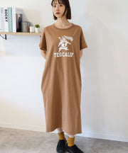《6月下旬お届け予定》TES ORGANIC COTTON FLOCK COLLAGE BUHI ONE PIECE / ワンピース