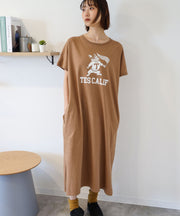 《6月下旬お届け予定》TES ORGANIC COTTON FLOCK COLLAGE BUHI ONE PIECE / ワンピース