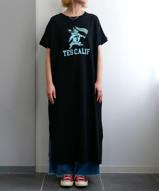 《6月下旬お届け予定》TES ORGANIC COTTON FLOCK COLLAGE BUHI ONE PIECE / ワンピース