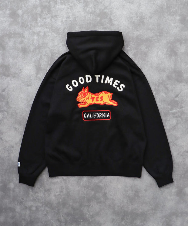《10月下旬お届け予定》TES GOOD TIMES EMB BIG SWEAT ZIP PARKA / スウェットパーカー