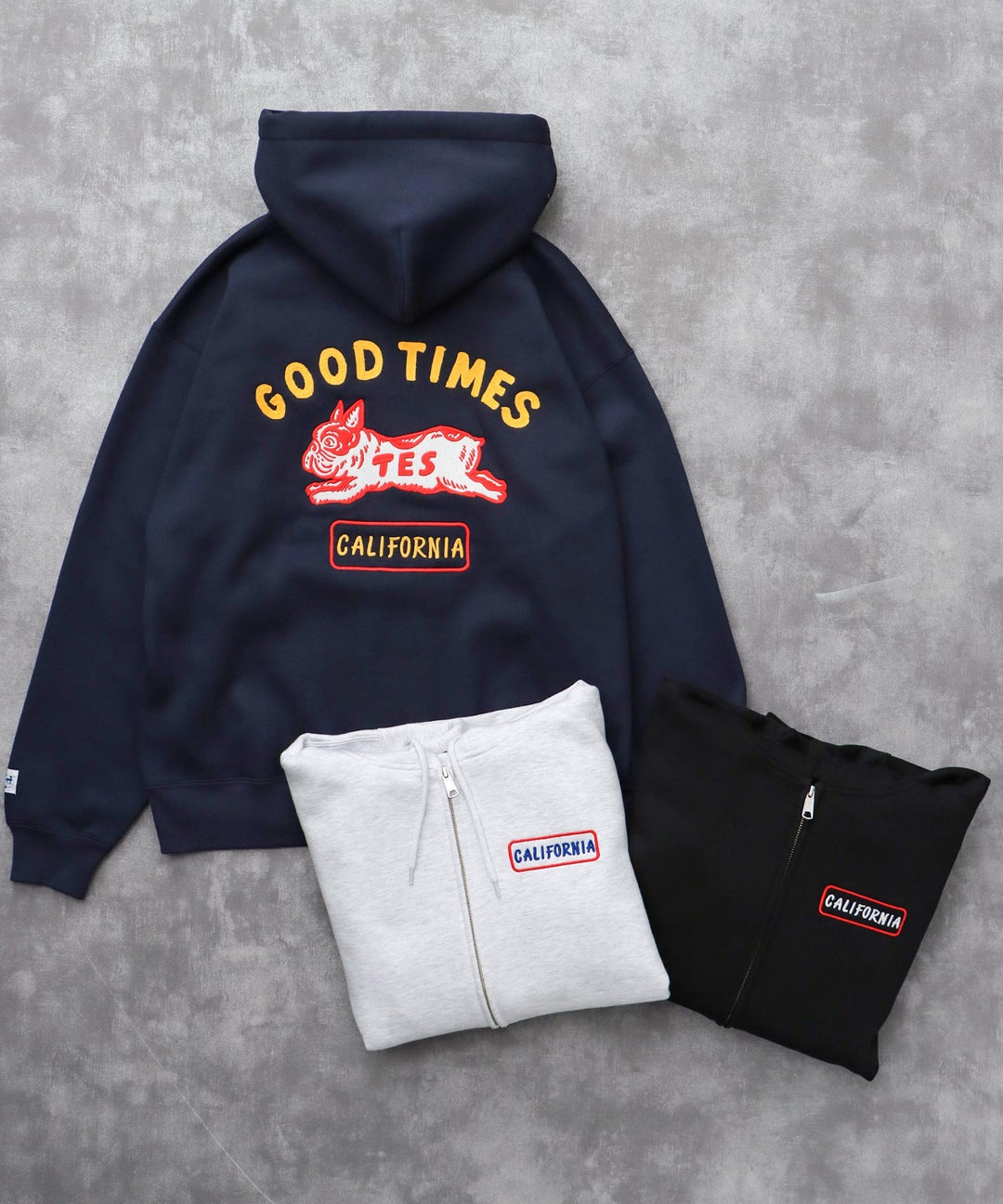 TES GOOD TIMES EMB BIG SWEAT ZIP PARKA / スウェットパーカー – TES