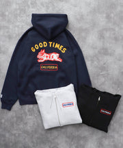 《10月下旬お届け予定》TES GOOD TIMES EMB BIG SWEAT ZIP PARKA / スウェットパーカー