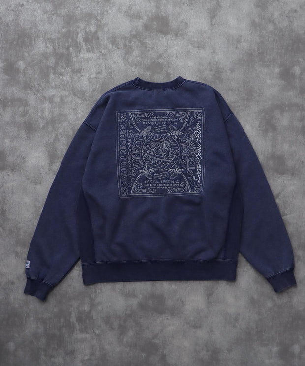 《10月下旬お届け予定》TES BANDANA EMB PIGMENT BIG SWEAT / クルーネックスウェット