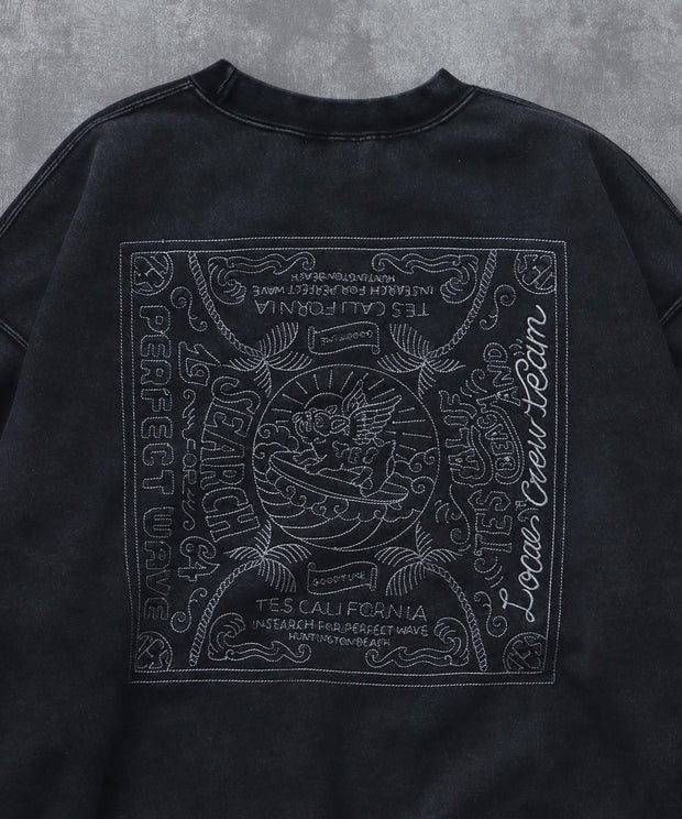 《10月下旬お届け予定》TES BANDANA EMB PIGMENT BIG SWEAT / クルーネックスウェット