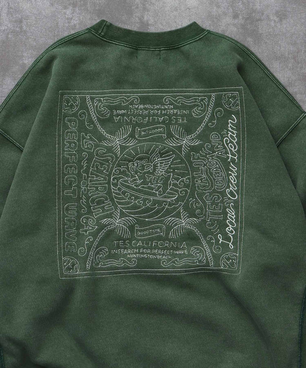 《10月下旬お届け予定》TES BANDANA EMB PIGMENT BIG SWEAT / クルーネックスウェット