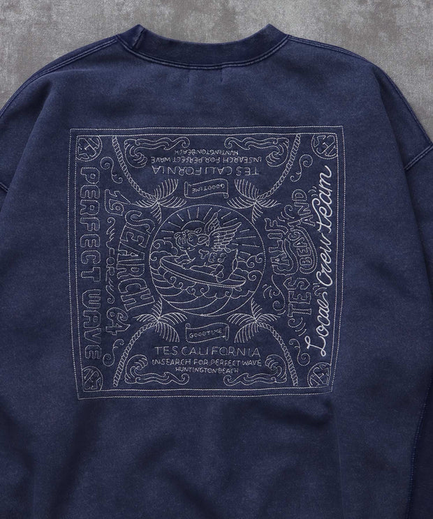 《10月下旬お届け予定》TES BANDANA EMB PIGMENT BIG SWEAT / クルーネックスウェット
