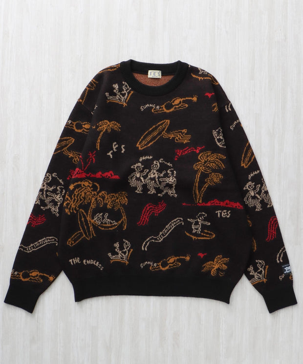 《12月下旬お届け予定》【WEB / FLAG SHOP限定】ALOHA JQ KNIT CREW NECK / クルーネックニット