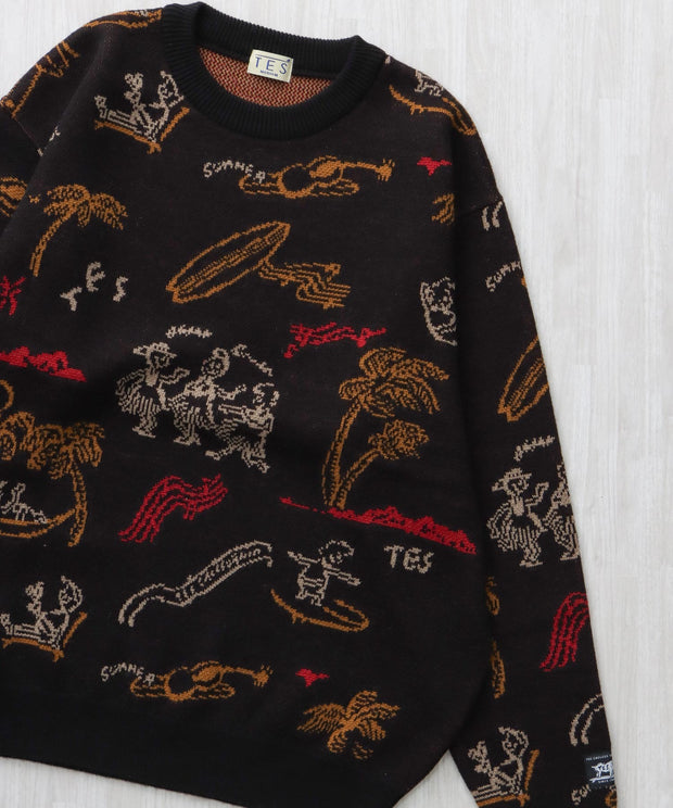《12月下旬お届け予定》【WEB / FLAG SHOP限定】ALOHA JQ KNIT CREW NECK / クルーネックニット